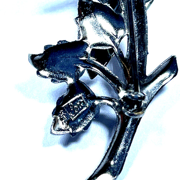 CORO Pegasus Silver Tone 2" Flower Floral Brooch Pin Retro Coquette Vintage - Picture 13 of 15